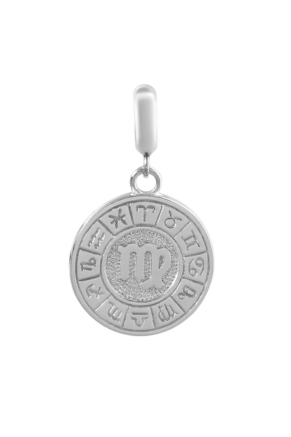 Virgo Zodiac Charm in Sterling Silver – Dual-Sided Blue Enamel Pendant