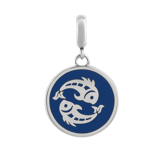 Pisces Zodiac Charm in Sterling Silver – Double-Sided Enamel Pendant