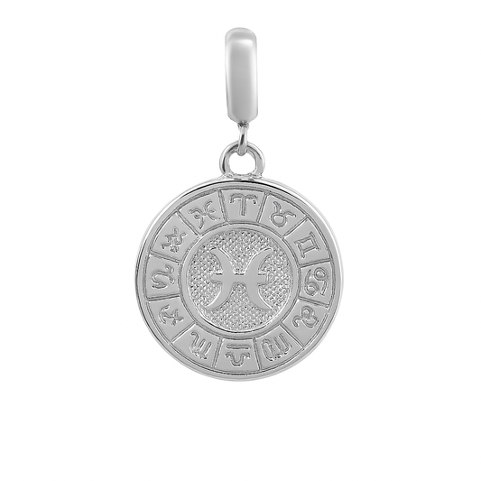 Pisces Zodiac Charm in Sterling Silver – Double-Sided Enamel Pendant