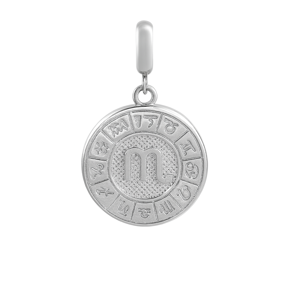 Scorpio Zodiac Charm in Sterling Silver – Dual-Sided Blue Enamel Pendant