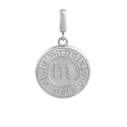 Scorpio Zodiac Charm in Sterling Silver – Dual-Sided Blue Enamel Pendant