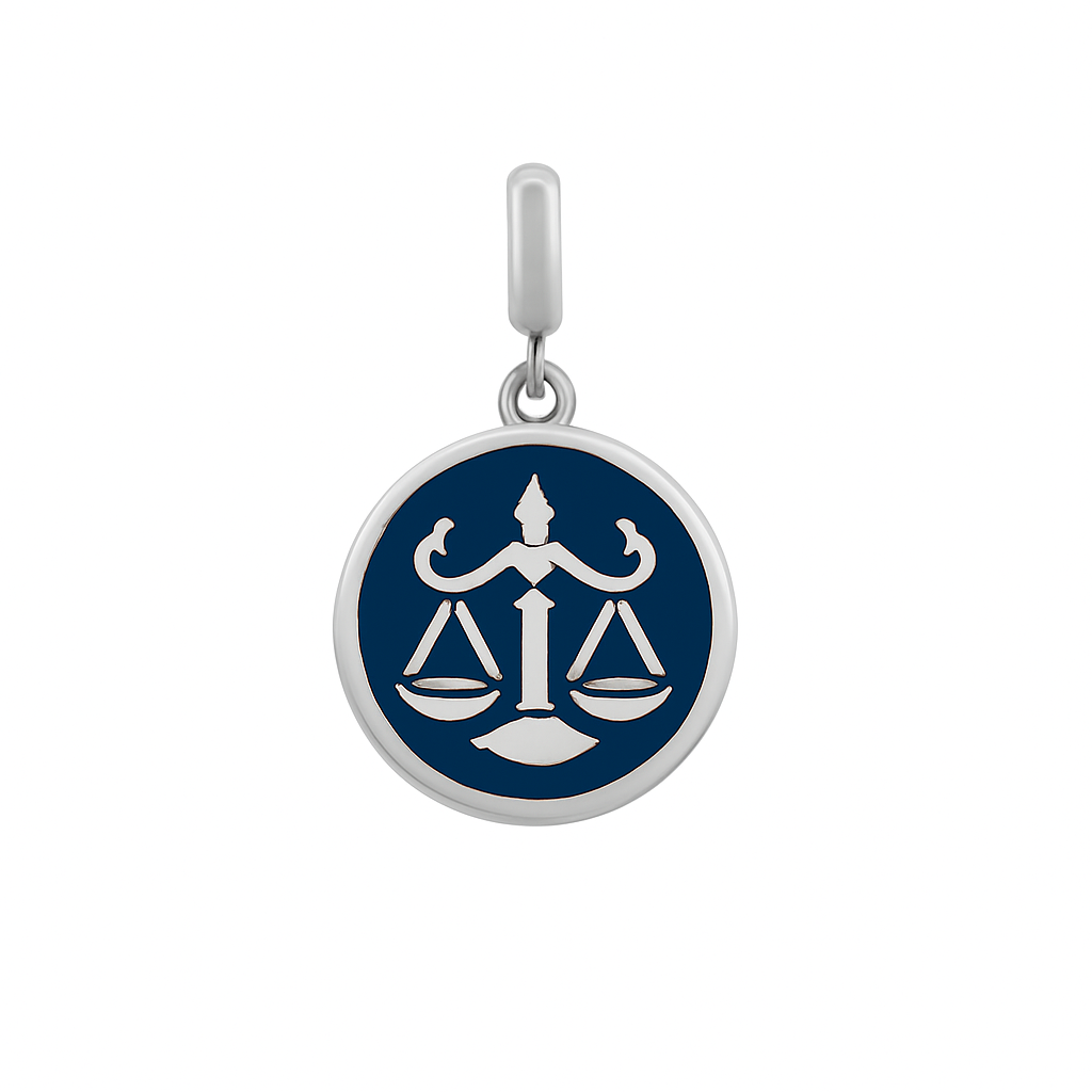 Libra Zodiac Charm in Sterling Silver – Double-Sided Blue Enamel Pendant