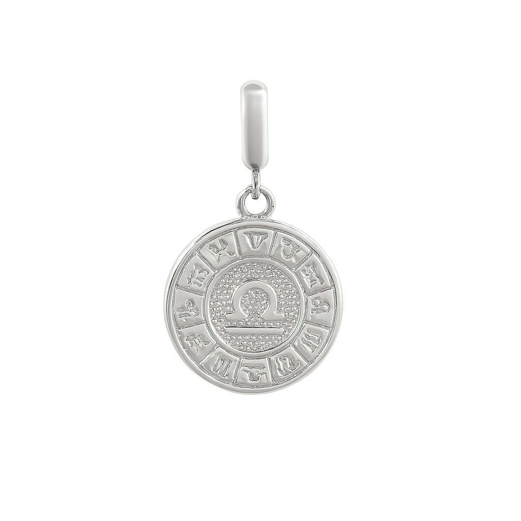 Libra Zodiac Charm in Sterling Silver – Double-Sided Blue Enamel Pendant