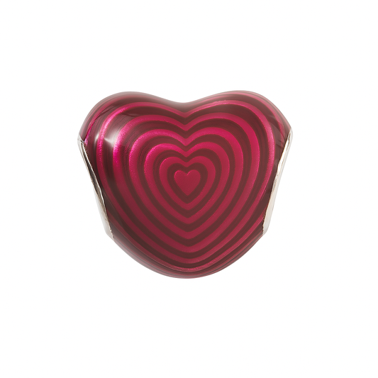 Mama Heart Charm in Sterling Silver – Red Enamel Bead with Engraved Script