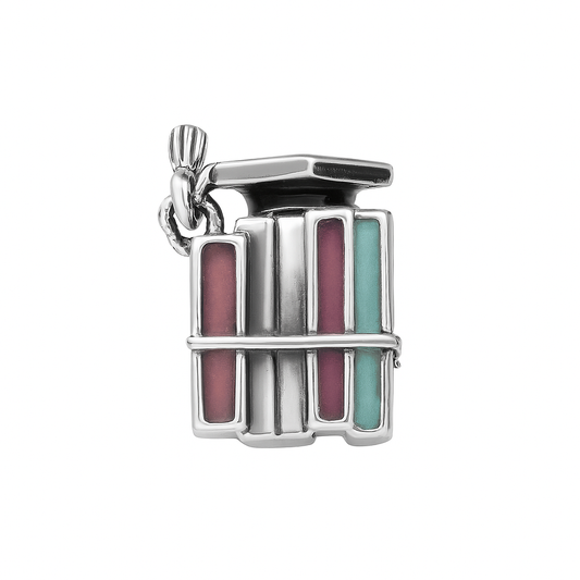 Sunflower Graduation Charm Bead – Sterling Silver Enamel Book & Cap Bead