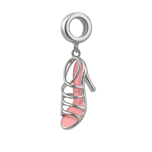 Sterling Silver Pink High Heel Shoe Charm for Bracelets