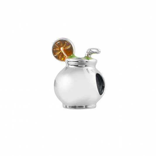 Sterling Silver Cola Drink Charm Pendant with Enamel Lemon Slice – 925 Silver Beverage Jewelry