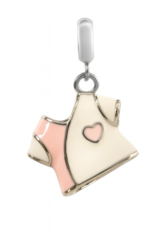 Pink & White Baby T-Shirt Charm in 925 Silver