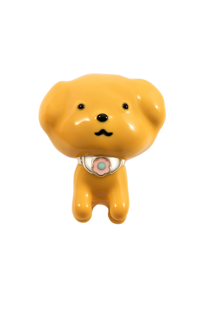 Adorable Dog Charm Bead in Sterling Silver with Enamel Finish