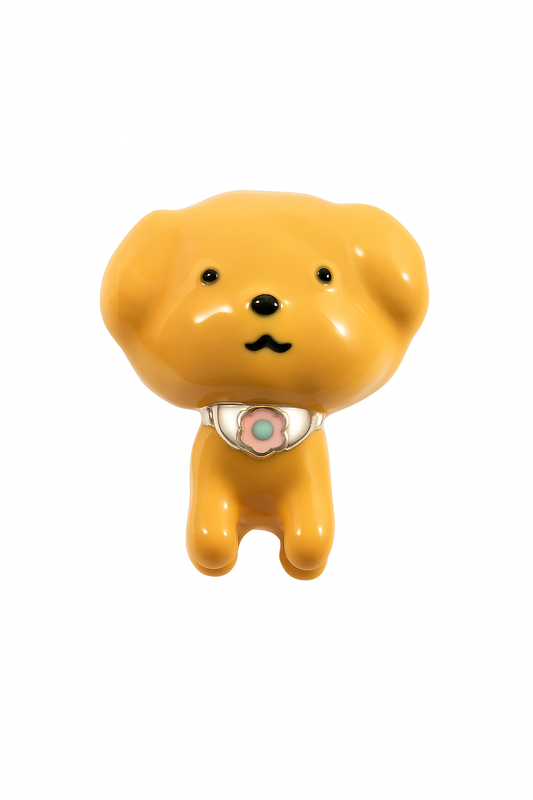 Adorable Dog Charm Bead in Sterling Silver with Enamel Finish