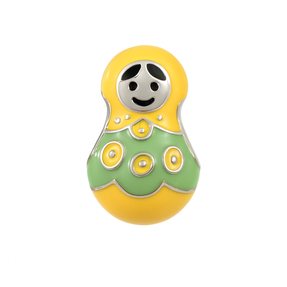 Matryoshka Doll Charm in Yellow & Green Enamel | 925 Silver