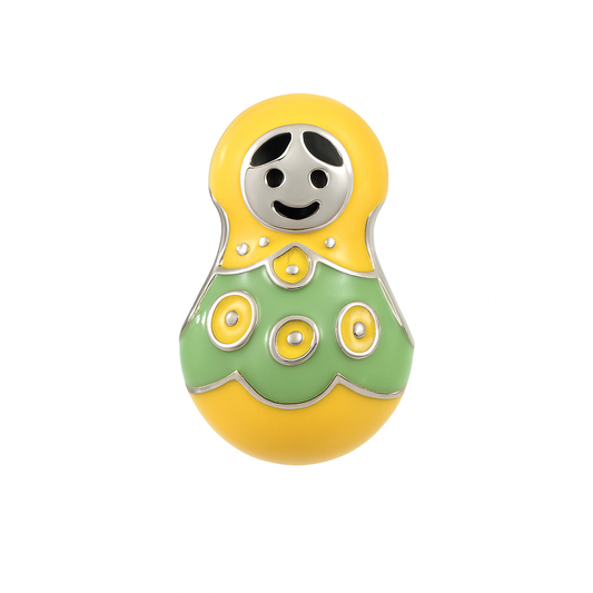 Matryoshka Doll Charm in Yellow & Green Enamel | 925 Silver