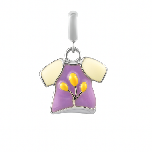 Purple Floral Shirt Charm in 925 Silver