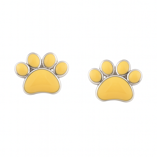 Yellow Paw Print Charm in 925 Silver