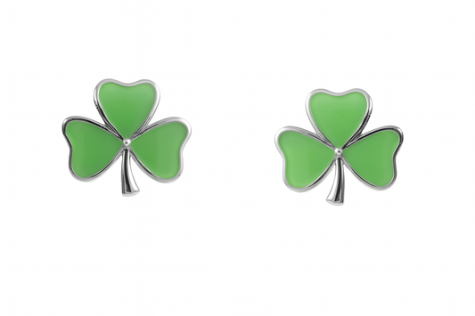 Green Clover Stud Charm in 925 Silver