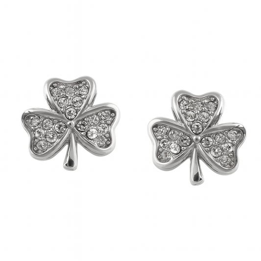 Green Clover Stud Charm in 925 Silver