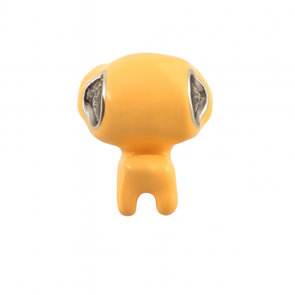 Adorable Dog Charm Bead in Sterling Silver with Enamel Finish
