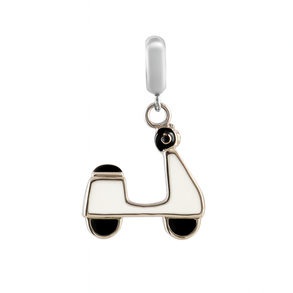 Vintage Enamel Scooter Charm 925 Sterling Silver Pendant