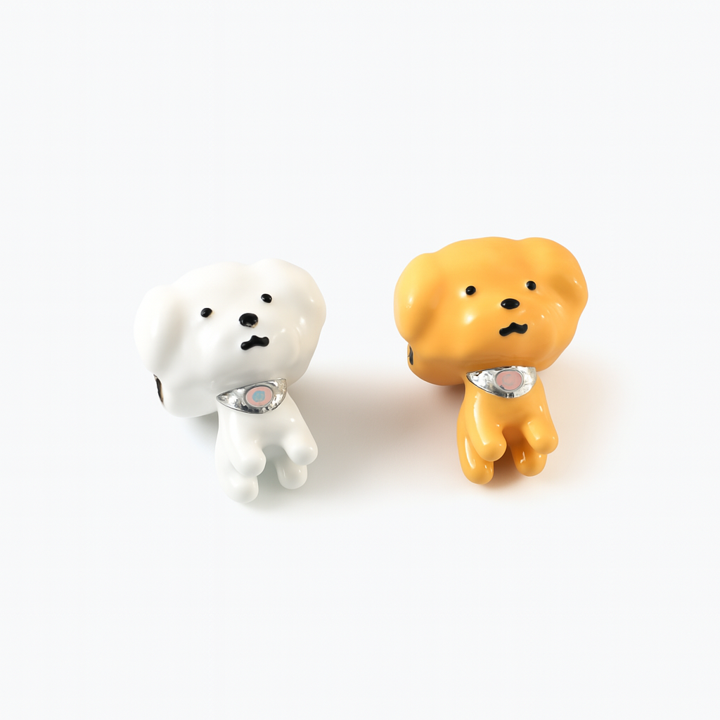 Adorable Dog Charm Bead in Sterling Silver with Enamel Finish
