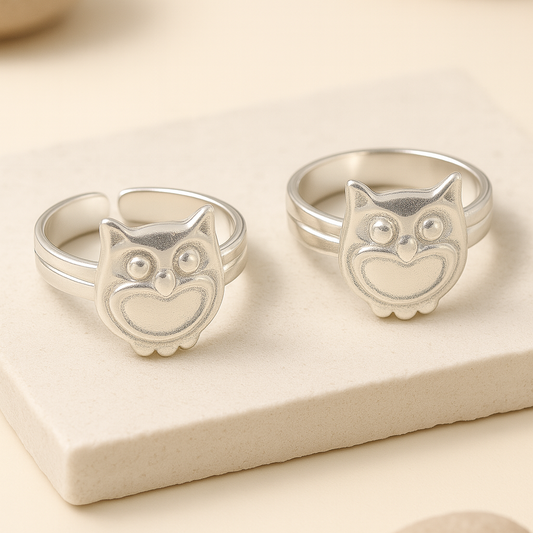 925 Silver Adjustable Owl Design Toe Ring – Handmade Animal Motif Jewelry
