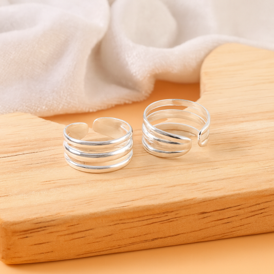 925 Silver Adjustable Triple Band Toe Ring – Minimalist Handmade Boho Jewelry