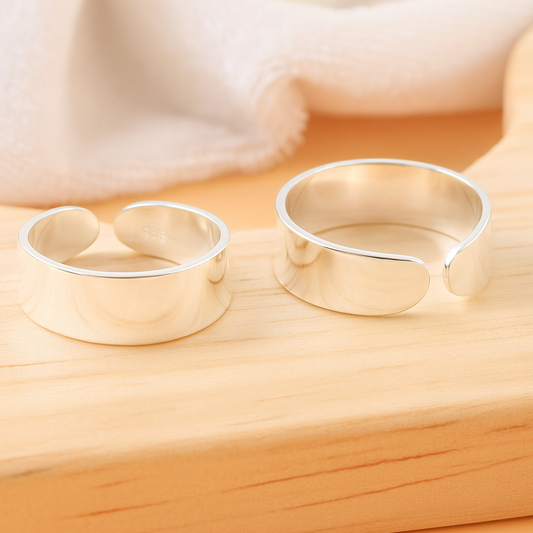 925 Sterling Silver Adjustable Plain Wide Band Toe Ring – Minimalist Unisex Jewelry