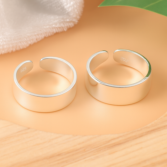 925 Sterling Silver Adjustable Plain Wide Band Toe Ring – Minimalist Unisex Jewelry