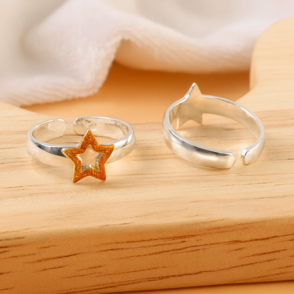 925 Sterling Silver Adjustable Star Toe Ring – Cute Open Band Foot Jewelry