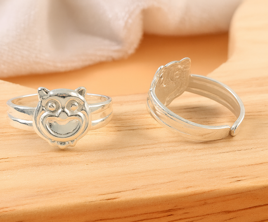 925 Silver Adjustable Owl Design Toe Ring – Handmade Animal Motif Jewelry