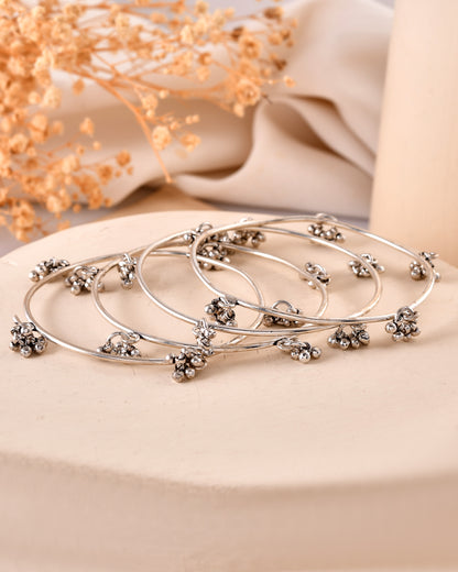 925 Sterling Silver Ghungroo Charm Bangles – Traditional Indian Kada Style