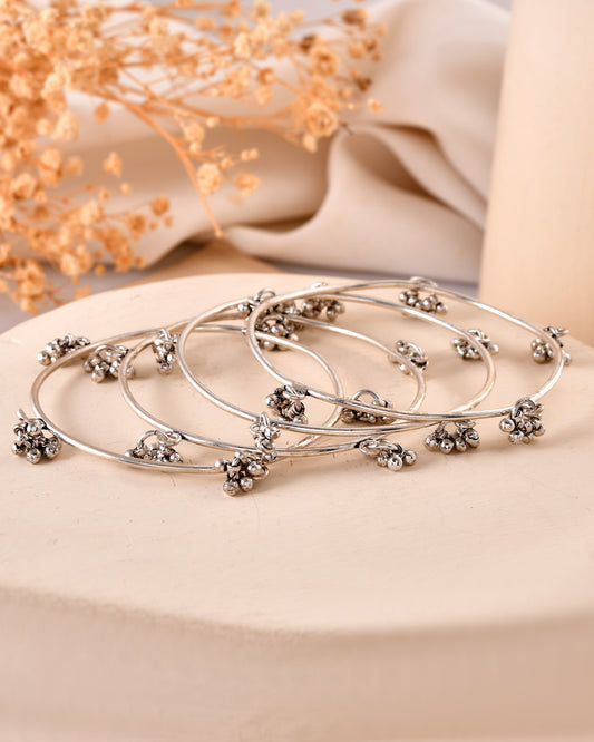 925 Sterling Silver Ghungroo Charm Bangles – Traditional Indian Kada Style
