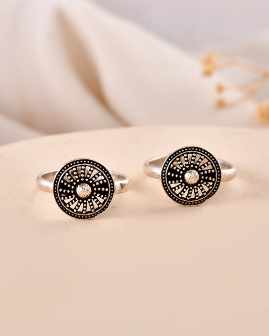 Vintage Mandala Design 925 Silver Toe Rings – Adjustable Boho Jewelry