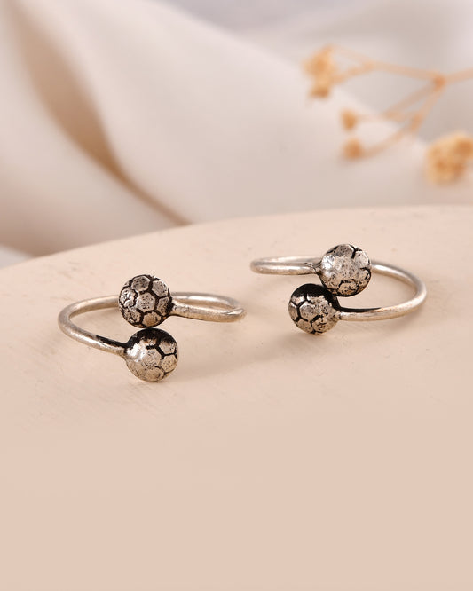 Handmade 925 Silver Adjustable Floral Ball Toe Rings