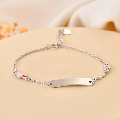 Personalised Heart-Eye Sterling-Silver ID Bracelet | Adjustable Baby Nazariya