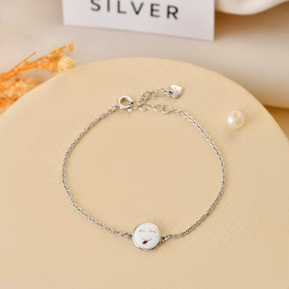 Happy-Moji Sterling-Silver Kids Bracelet | Adjustable Chain & White Enamel Smile Charm