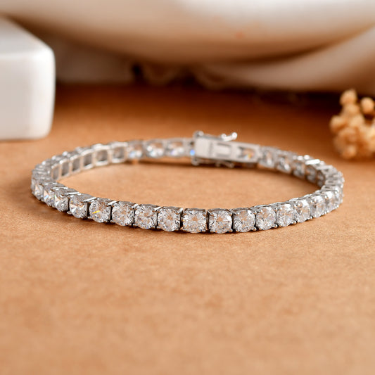 Baaraat Bracelet – 925 Silver Mozambique Stone Set Tennis Bracelet