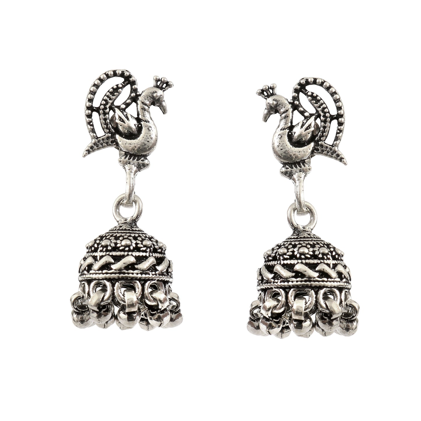 Peacock Charm 925 Silver Jhumki