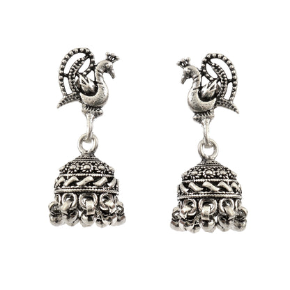 Peacock Charm 925 Silver Jhumki