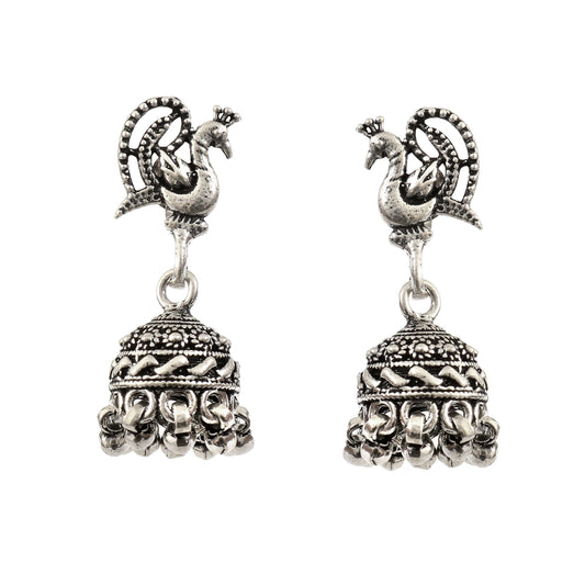 Peacock Charm 925 Silver Jhumki