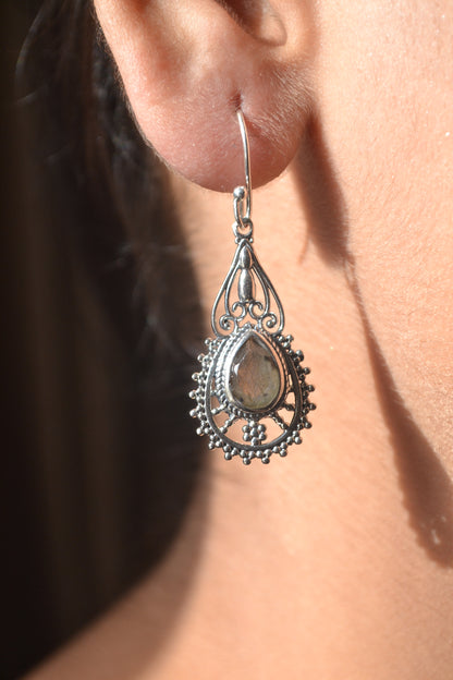 Engraved Mandala 925 Silver Hoops