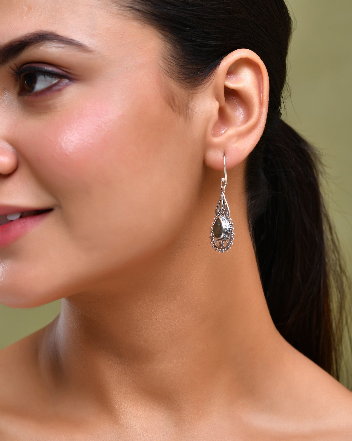 Engraved Mandala 925 Silver Hoops