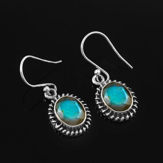 Labradorite Oval 925 Silver Earrings