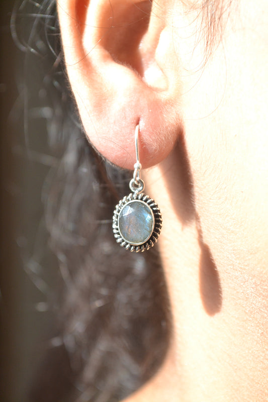 Labradorite Oval 925 Silver Earrings