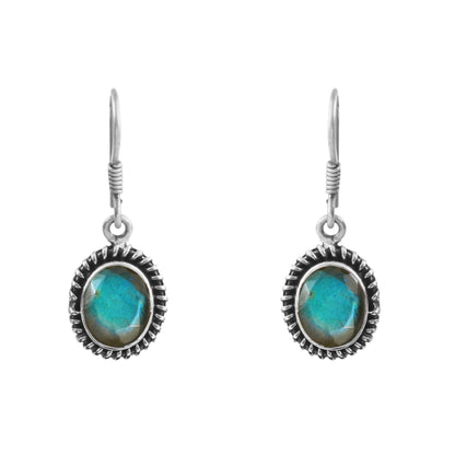 Labradorite Oval 925 Silver Earrings
