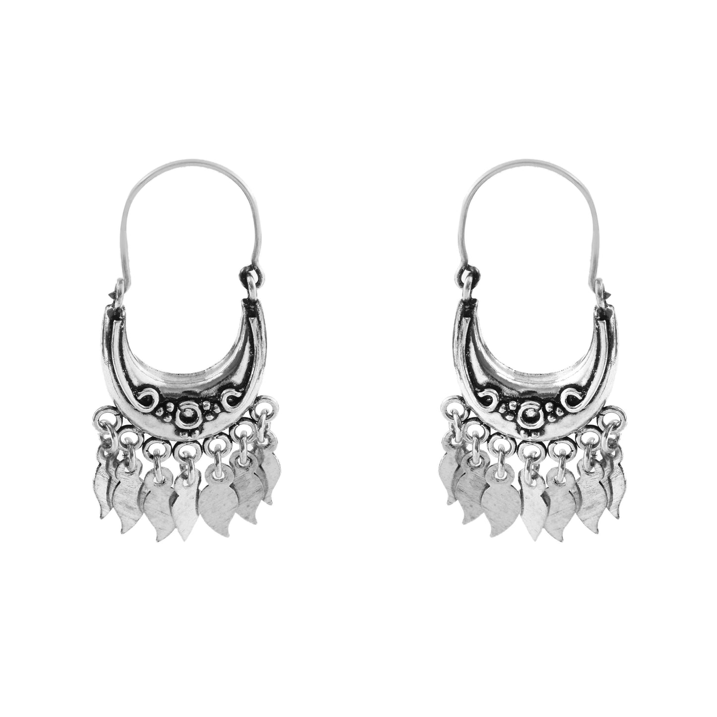 Bohemian Tribal Leaf Drop 925 Silver Earrings