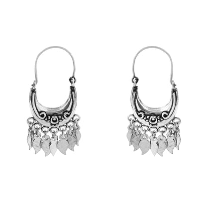 Bohemian Tribal Leaf Drop 925 Silver Earrings