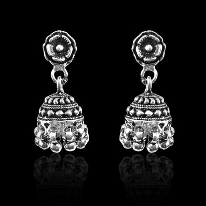 Vintage Dome Floral 925 Silver Jhumki