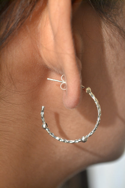 Hand-Hammered Hoop Earrings in 925 Silver