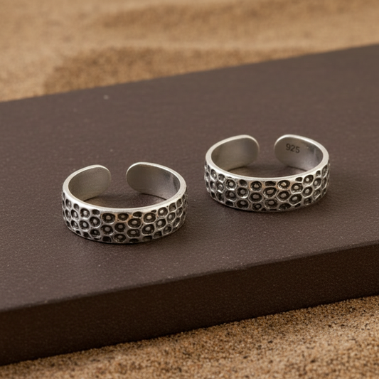 925 Sterling Silver Adjustable Toe Ring | Boho Oxidized Wide Band Jewelry | Handmade Ethnic Foot Ring