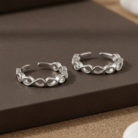 Silver Infinity Toe Ring | 925 Sterling Silver Adjustable Toe Ring for Women